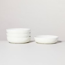 4pk 34oz Matte Stoneware Pasta/Grain Bowl Set Cream - Hearth & Hand