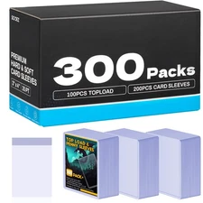 300 Card Sleeves Top Loaders for Cards, Premium 35PT 3"X4" Baseball Card Prot...