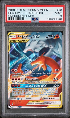 Pokemon Reshiram & Charizard GX Unbroken Bonds 20/214 PSA 9