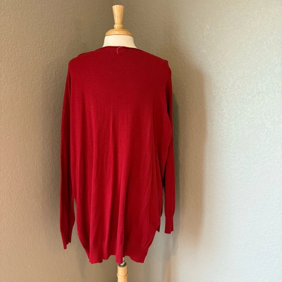 Suéter Zenana Elegante Escarlata Cuello en V para Mujer XL Foto 2 de 4