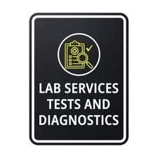 Portrait Round Plus Lab Services Tests and Diagnostics Wall or Door Sign