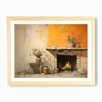 Alter Stein Bauernhof warme Töne 11 Kunst Pr gerahmtes Wandbild Poster Leinwanddruck Bild