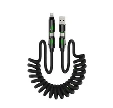 4 in 1 Charging Cable Coiled 240W Max w/Multiple Connectors