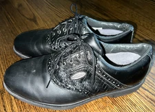 FootJoy Mens Golf Shoes Size 10 M Black Lace Up Comfort Soft Spikes - 57804