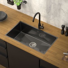 Lavello cucina acciaio antracite lavabo da incasso 70x40 cm vasca set di scarico