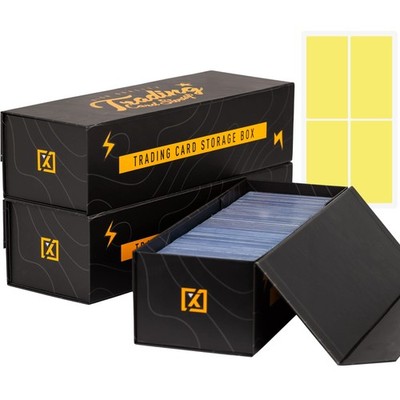 HOMEXPRO Trading Card Storage Box [3 PACK] - Magnetic Lid | Fits 800 Black