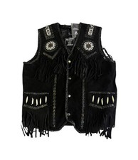 Native American Western Real Leather Vest Men s Medium Suede Beaded Fringe