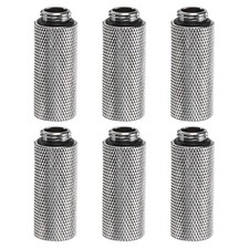 6pcs Water Cooling Adapter G1/4" Male to Female 1.57" Extender Fitting, Silver