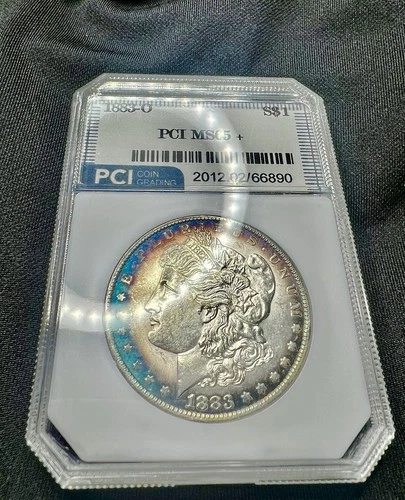1883-O MORGAN SILVER DOLLAR GEM/ BU+++++GORGEOUS  RIM TONING !!! AQUA BLUE🌈