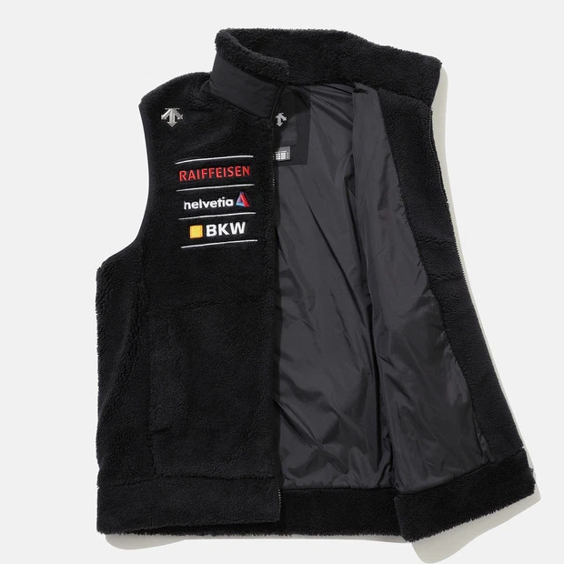 DESCENTE SWISS SKI Sherpa Fleece Vest BLACK ASIAN FIT - Image 3 of 4