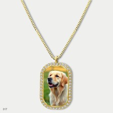 Gorgeous Cute Golden Retriever Dog Fashion Pendant Necklace Chain Graphic Dog Ta