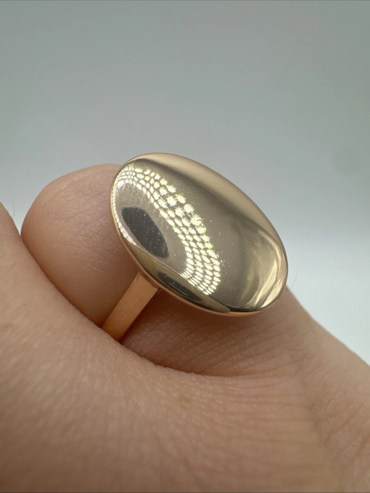 14ct Rolled Gold Bonded Ring Modernist Simple Oval Style Hallmarked 585RG - Image 4 of 4