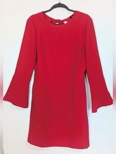 Banana Republic Red Bell Sleeve Knee Length Shift Dress With Pockets Size 6