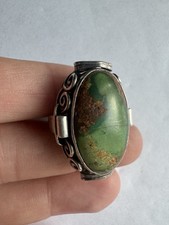 Vintage Navajo Sterling Silver Royston Green Turquoise Ring