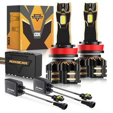AUXBEAM GX H11 Low Beam LED Headlight Bulbs+C20 Canbus Decoder Anti-Flicker Kit