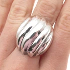 925 Sterling Silver Vintage Mexico Modernist Wavy Ribbed Dome Ring Size 8