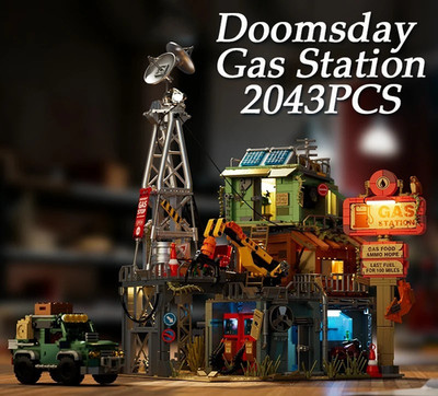 Doomsday Gas Station Blocks 2043PCS Petrol Station Model Toy Set Oil Derrick