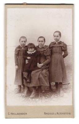 Photograph C. Hollaender, Nagold, Mother with Two Girls and a Little Jun 