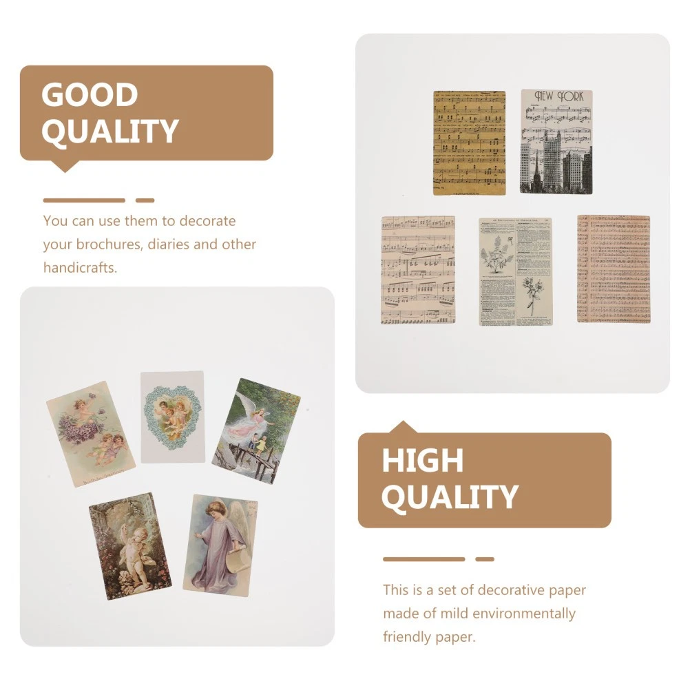 Set of 7 Decorative Paper Retro Aesthetic Scrapbook Kit Journal Material