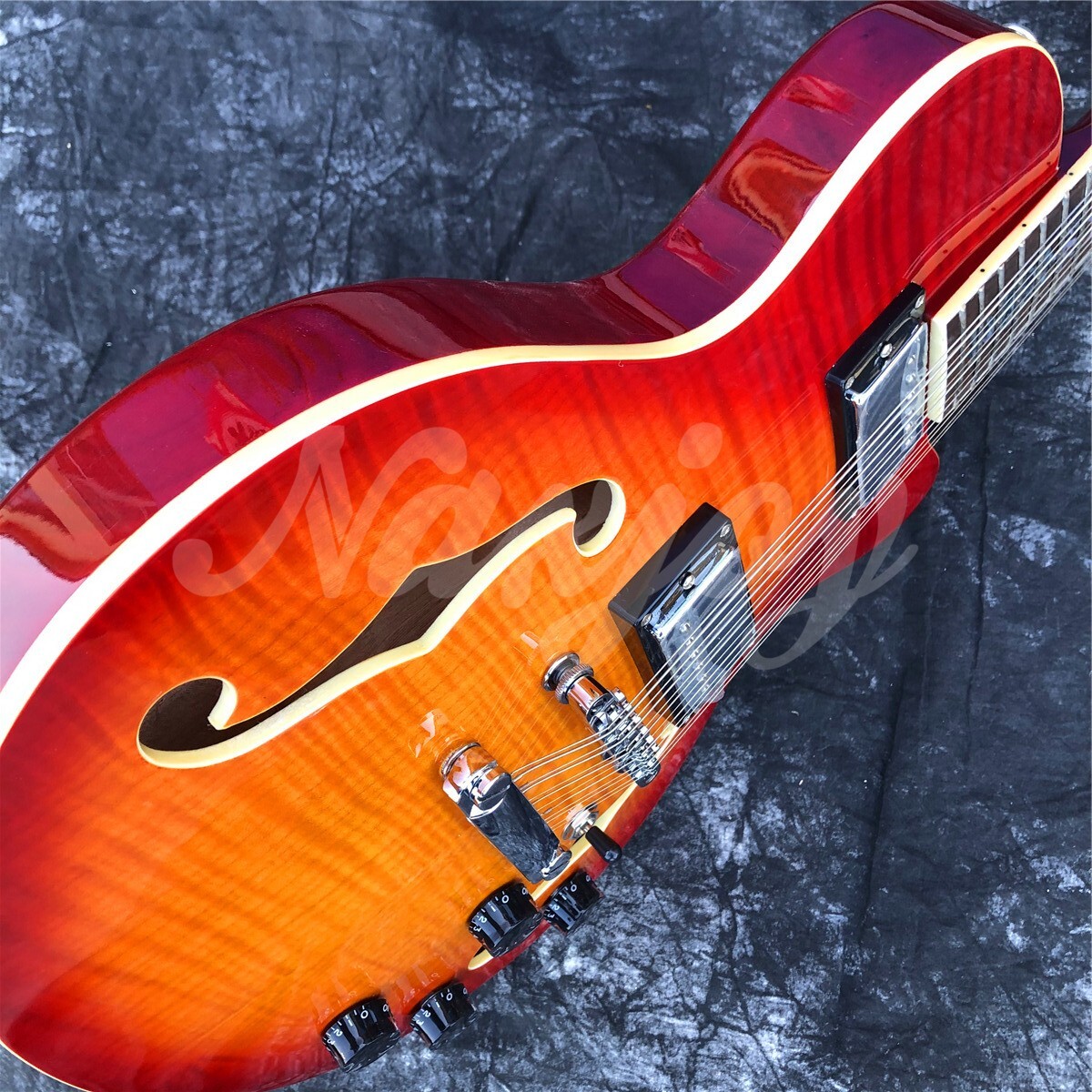 Grote 12 Strings Cherry Red Flame Maple Semi Hollow Jazz Electric