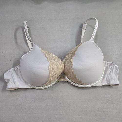 Cacique Women Bra 44B White T Shirt Underwired Lace Strap Lightly Lined
