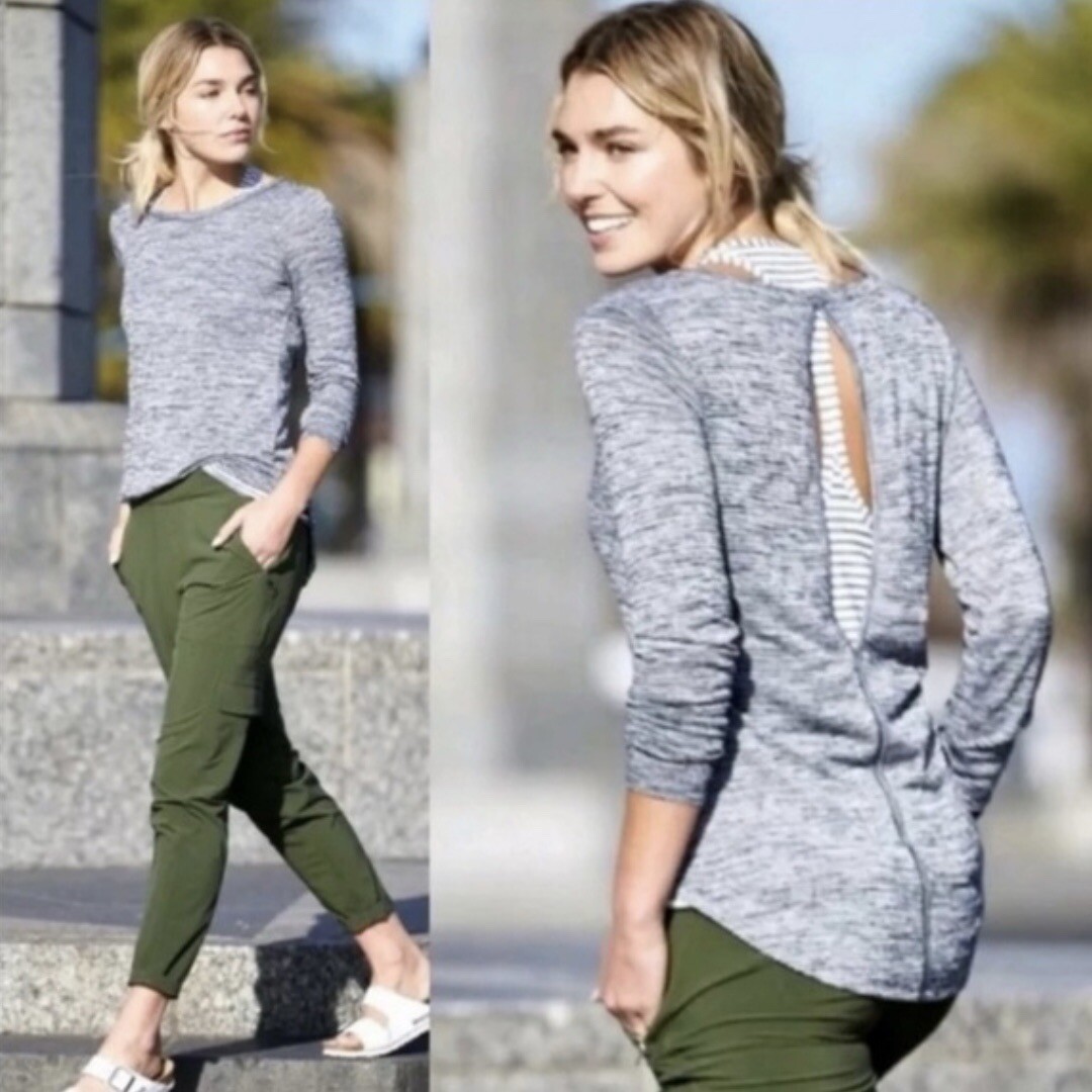 Athleta Navy Striped Breezy Split Back Athletic T… - image 2