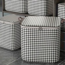 Houndstooth Storage Bag Extra Large Folding Clothes Portable Wardrobe Organizer