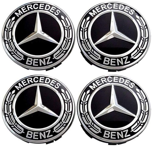 SkinoEu 4 X 75mm Enjoliveur Cache Moyeux Capuchon Compatible Avec Mercedes Centre De Roue Pour Alliage Jantes B66470207 / B664702003 Eyes Yeux Noir Black CM 45