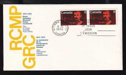 Canada FDC 1973 RCMP Centenary Commissioner G.A. French, sc#612 pair