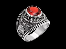 US MARINE CORPS SILVER RING W/ RED STONE USMC VETERAN GIFT MILITARY SIZE 8-13 