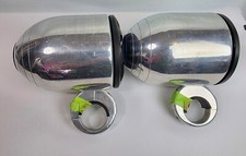 Pair of Marine 7 Inches Polished Aluminum Tower Speaker Pods w/ Speakers  Light