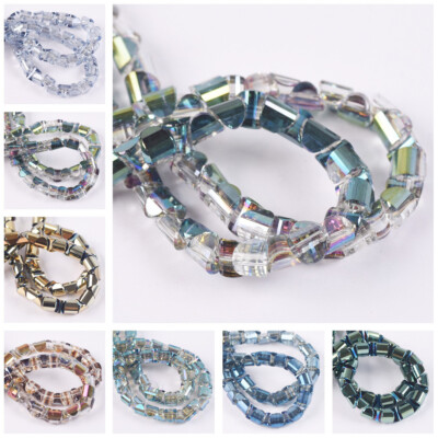 100 Stck 4mm 6mm Zylinder Facettiert Crystal Glass Lose Perlen DIY Schmuck