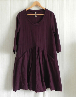 Cynthia Ashby Dress 3/4 Sleeve A-Lined Boxy Pockets OVER-SIZED Size S