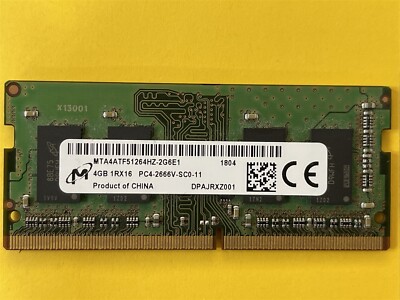 Barrette RAM Micron 4GB DDR4 PC4-2666V - MTA4ATF51264HZ-2G6E1, Testée Fonctionnelle