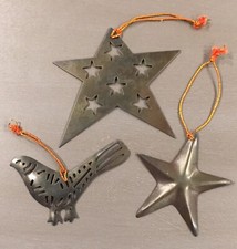 CUTE Vintage Metal Christmas Ornaments Bird  Stars Lot Western Texas Decor