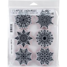 Tim Holtz Stampers Anonymous "SWIRLY SNOWFLAKES" Rubber Cling Stamp Set CMS319