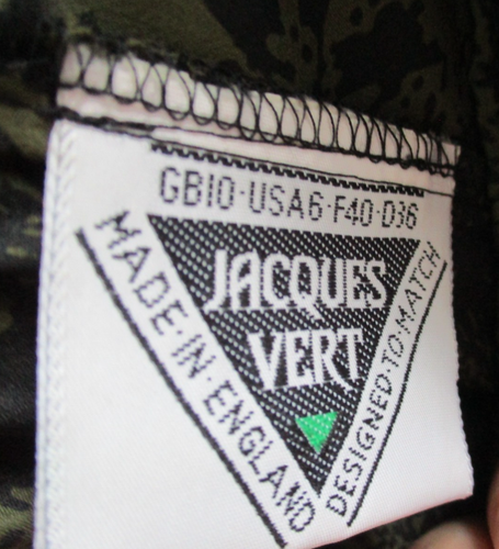 Jacques Vert Trouser Suit Jacket 14 Trousers 10 Khaki & Black Cat Face Vintage - Picture 9 of 13