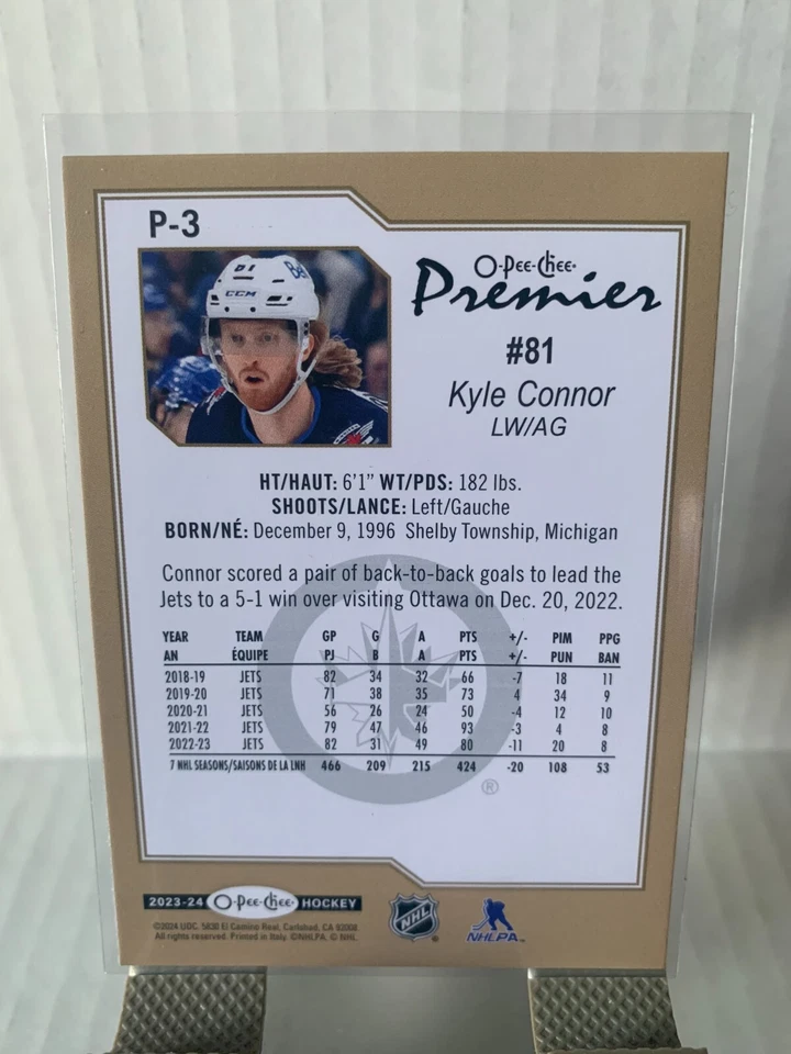 2023-24 OPC O-Pee-Chee Premier Kyle Connor #P-3 Winnipeg Jets - Image 2 of 2
