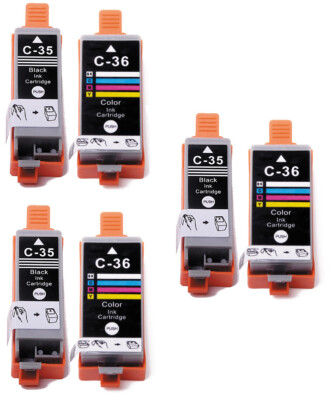 6PK Ink Jet Cartridges fits for PGI-35BK CLI-36C Canon Pixma iP100 iP110 TR150