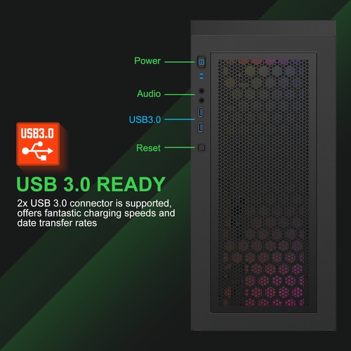 GAMEMAX View Mid-Tower E-ATX Gaming PC Case w/4X ARGB Fan & 2X ARGB LED Strip - Picture 5 of 9