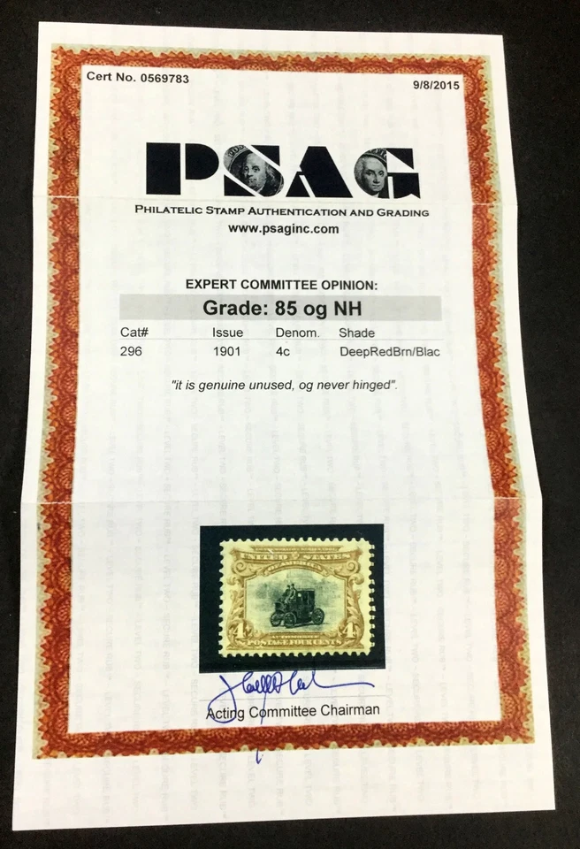 MOMEN: US STAMPS #296 MINT OG NH PSAG GRADED CERT VF/XF-85 LOT #82004 - Image 2 of 3