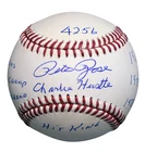 PETE ROSE SIGNED REDS PHILLIES OFFICIAL MLB STAT BASEBALL W/ 9 INSCRIPTIONS
