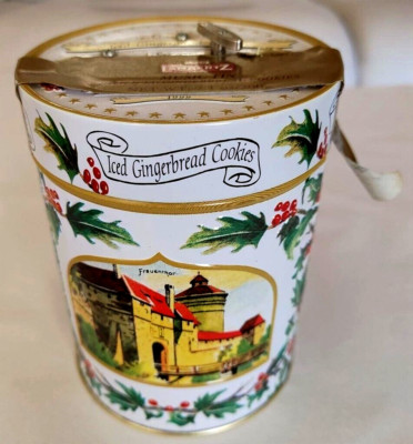 Vintage 1999 Musical Lambertz German Embossed Cookie Tin Aachen Germany