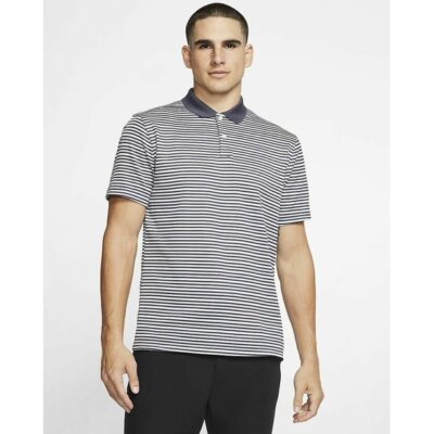 Nike Men's Dri-fit Striped Golf Polo Black White  Sz Medium  BV0367-015