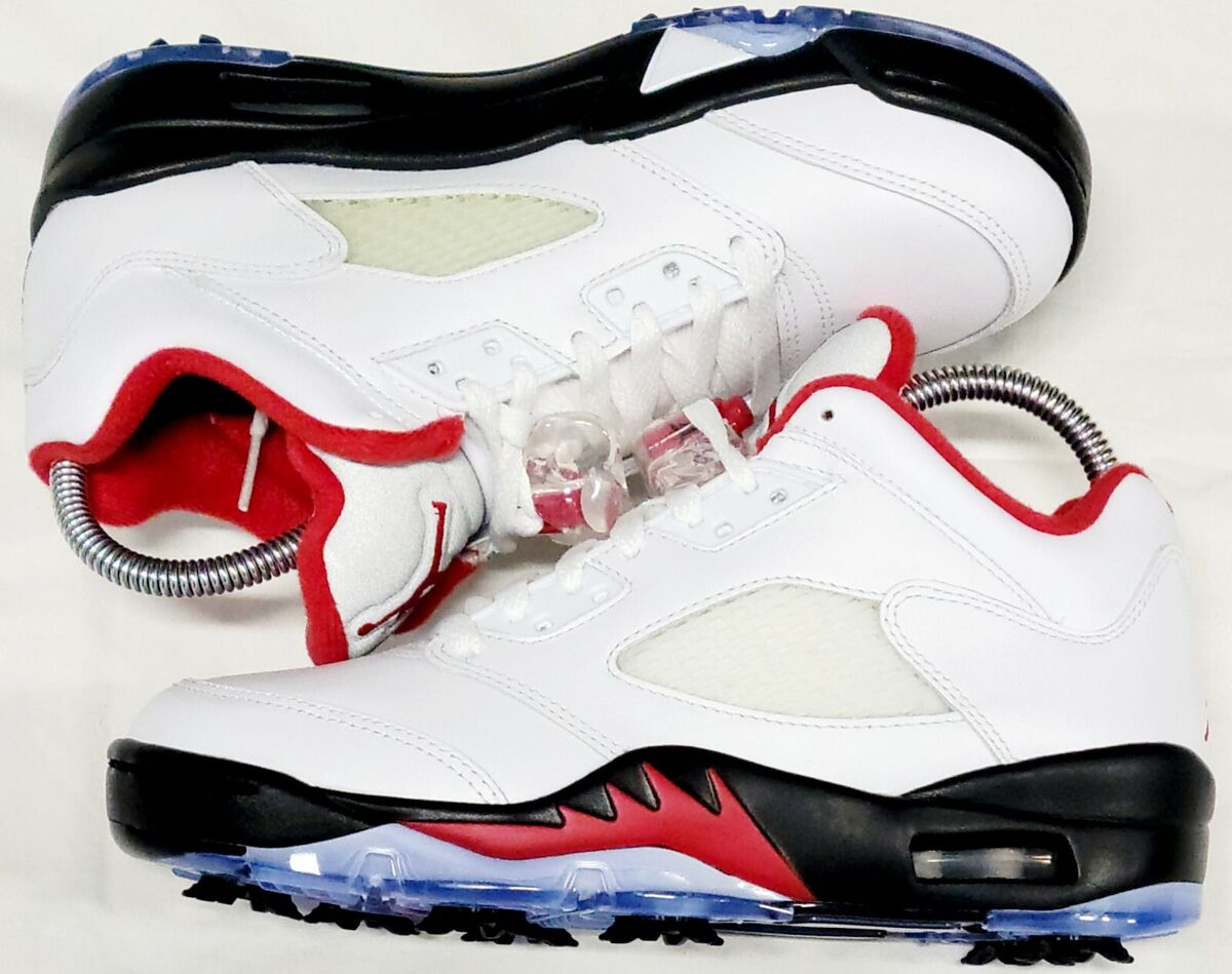 Nike Air Jordan V Golf Shoes White/Red Black Sz Men's 5.5 W Nike Air Jordan V Golf Shoes White/Red Black Sz Men's 5.5 W