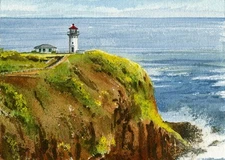 Kilauea Point Lighthouse, Kauai, Hawaii. Gerald Hill Watercolor Art Prints