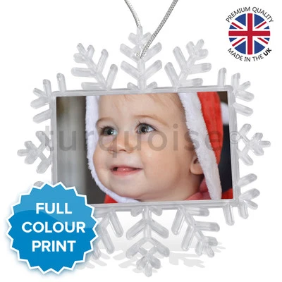 Personalised Photo Christmas Xmas Tree Snowflake Bauble Decoration Ornament Gift