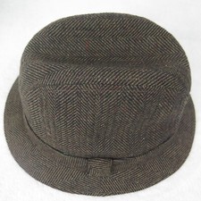 Dorfman Pacific Hat Men's L Fedora Brown Beige Herringbone Wool Blend Grampa VTG
