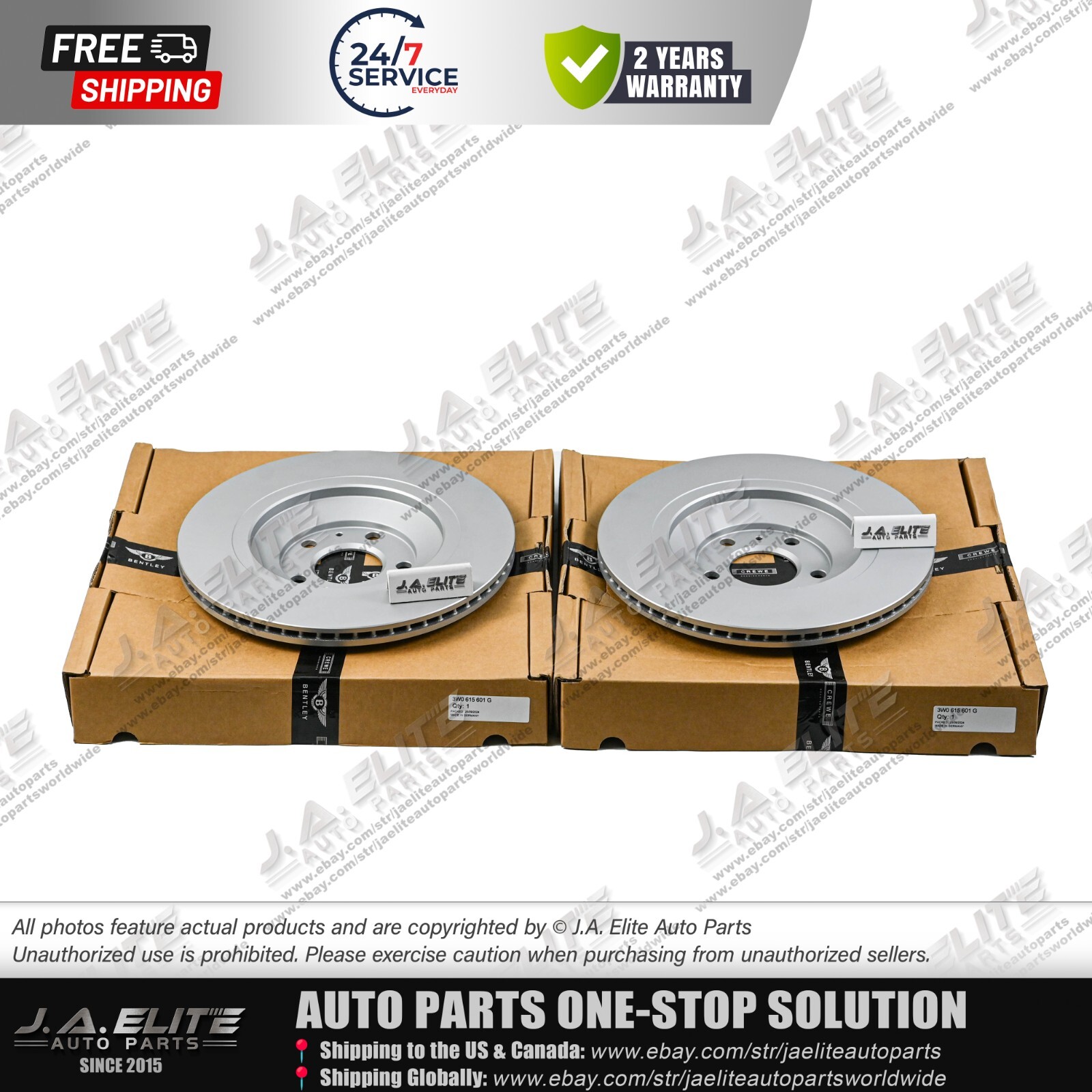 2pcs Rear Brake Discs Set fit Bentley Continental GT, Flying Spur 3W0615601G