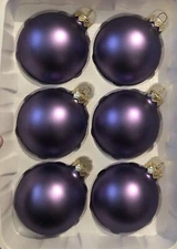 Enchanted Forest Frosted Purple Christmas Tree X6 Ornaments In Box NTS1D25